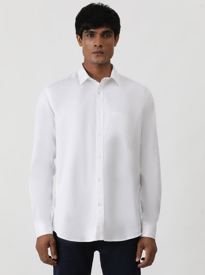 White Solid Smart Fit Semi Casual Shirt | Greenfibre