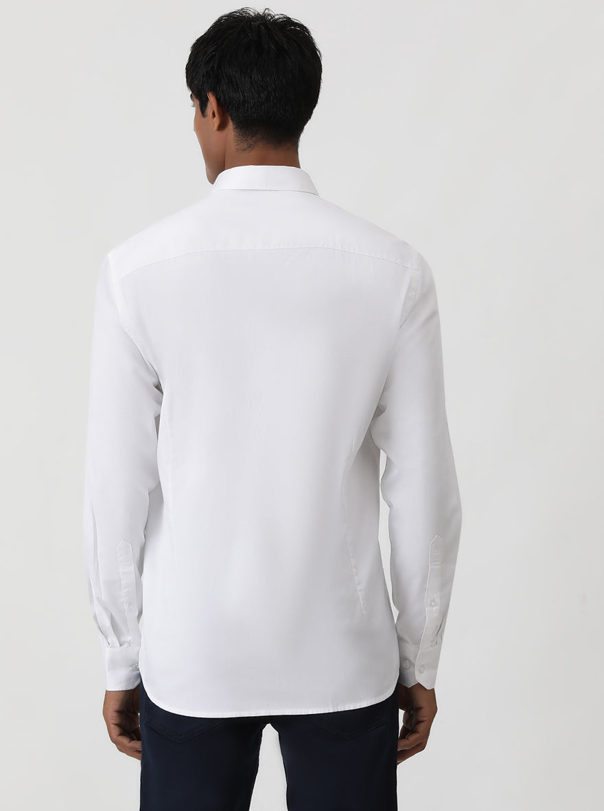 White Solid Smart Fit Semi Casual Shirt | Greenfibre