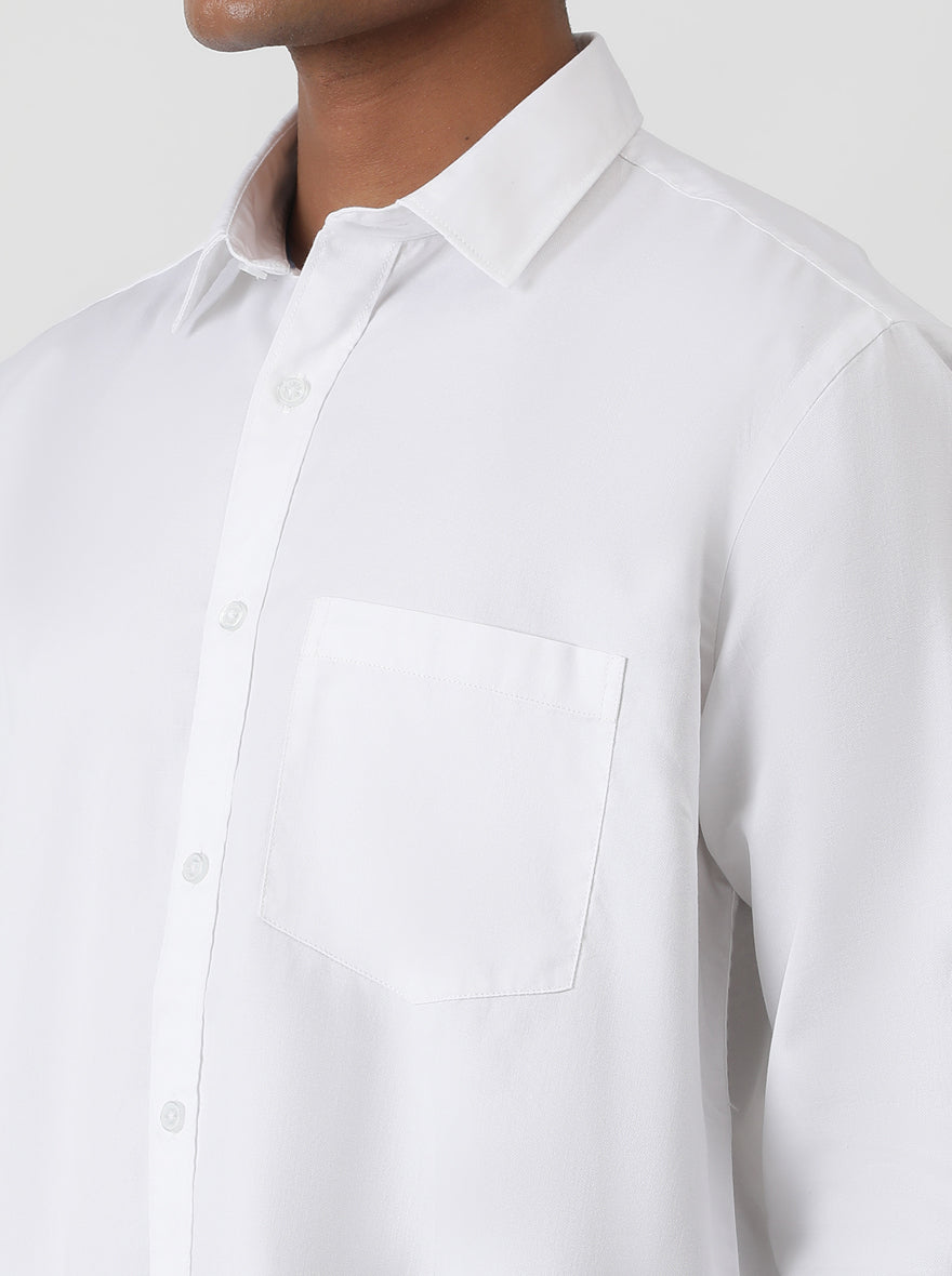 White Solid Smart Fit Semi Casual Shirt | Greenfibre