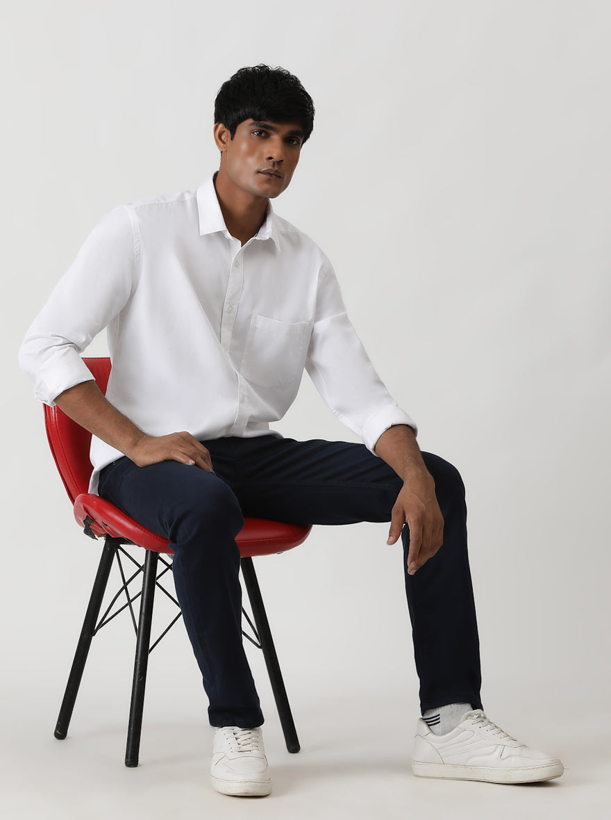 White Solid Smart Fit Semi Casual Shirt | Greenfibre