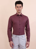 Carrot Red Checked Slim Fit Formal Shirt | Greenfibre