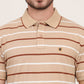 Brown Striped Slim Fit Polo T-Shirt | JadeBlue