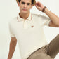 Cream Solid Slim Fit Polo T-Shirt | Greenfibre