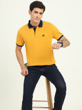 Mustard Yellow Solid Slim Fit Polo T-Shirt | Greenfibre