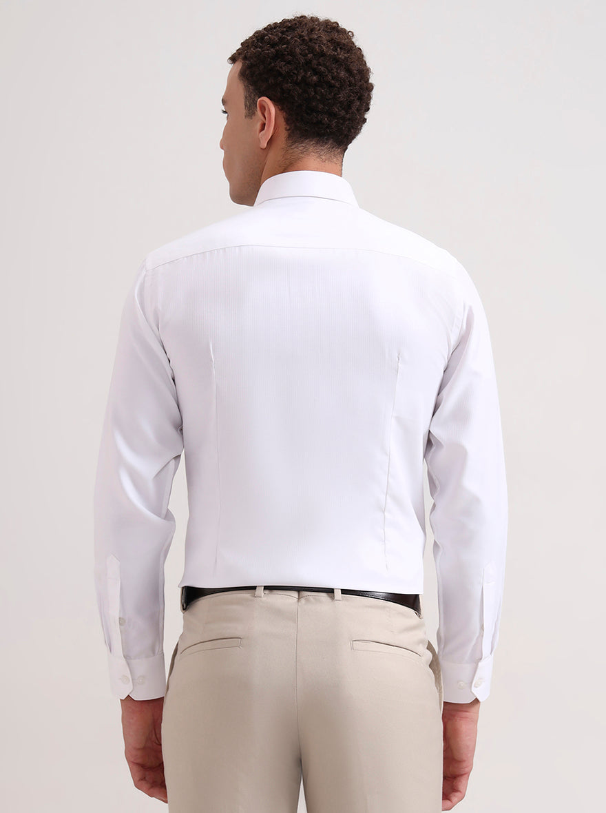 White Striped Regular Fit Formal Shirt | Greenfibre
