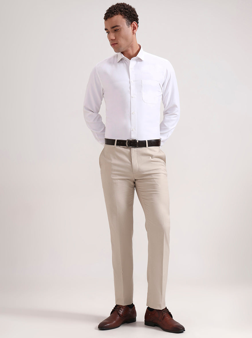 White Striped Regular Fit Formal Shirt | Greenfibre