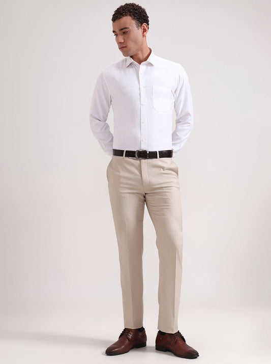 White Striped Regular Fit Formal Shirt | Greenfibre