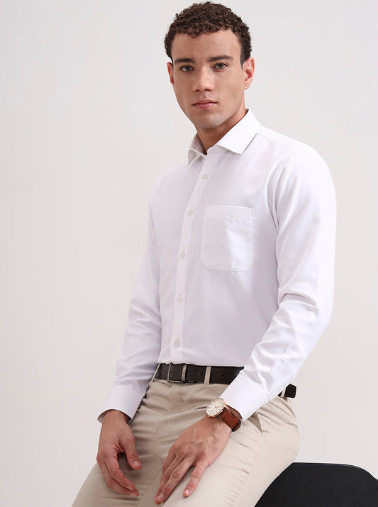 White Striped Regular Fit Formal Shirt | Greenfibre