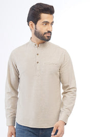 Khaki Solid Slim Fit Casual Shirt | Greenfibre