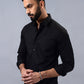 Black Solid Slim Fit Casual Shirt | Greenfibre