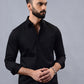 Black Solid Slim Fit Casual Shirt | Greenfibre