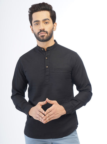 Black Solid Slim Fit Casual Shirt | Greenfibre