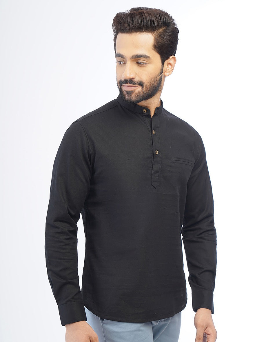 Black Solid Slim Fit Casual Shirt | Greenfibre