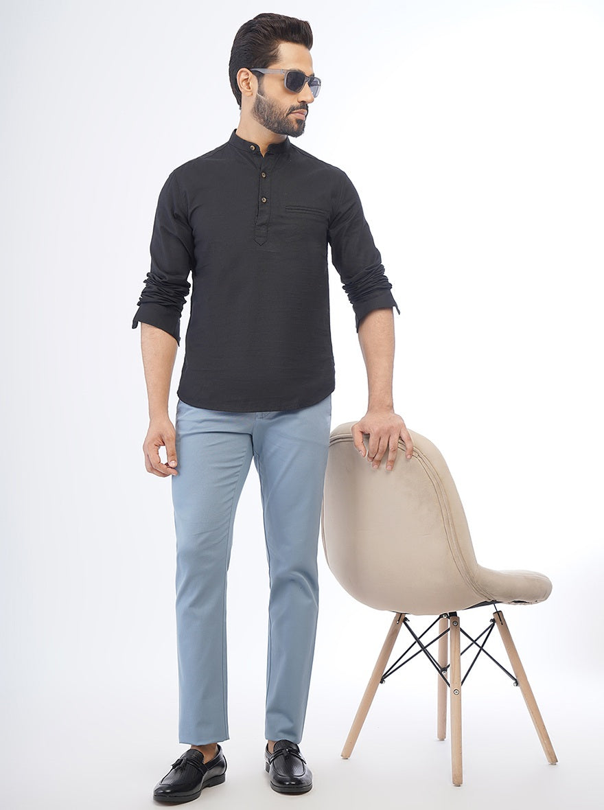 Black Solid Slim Fit Casual Shirt | Greenfibre