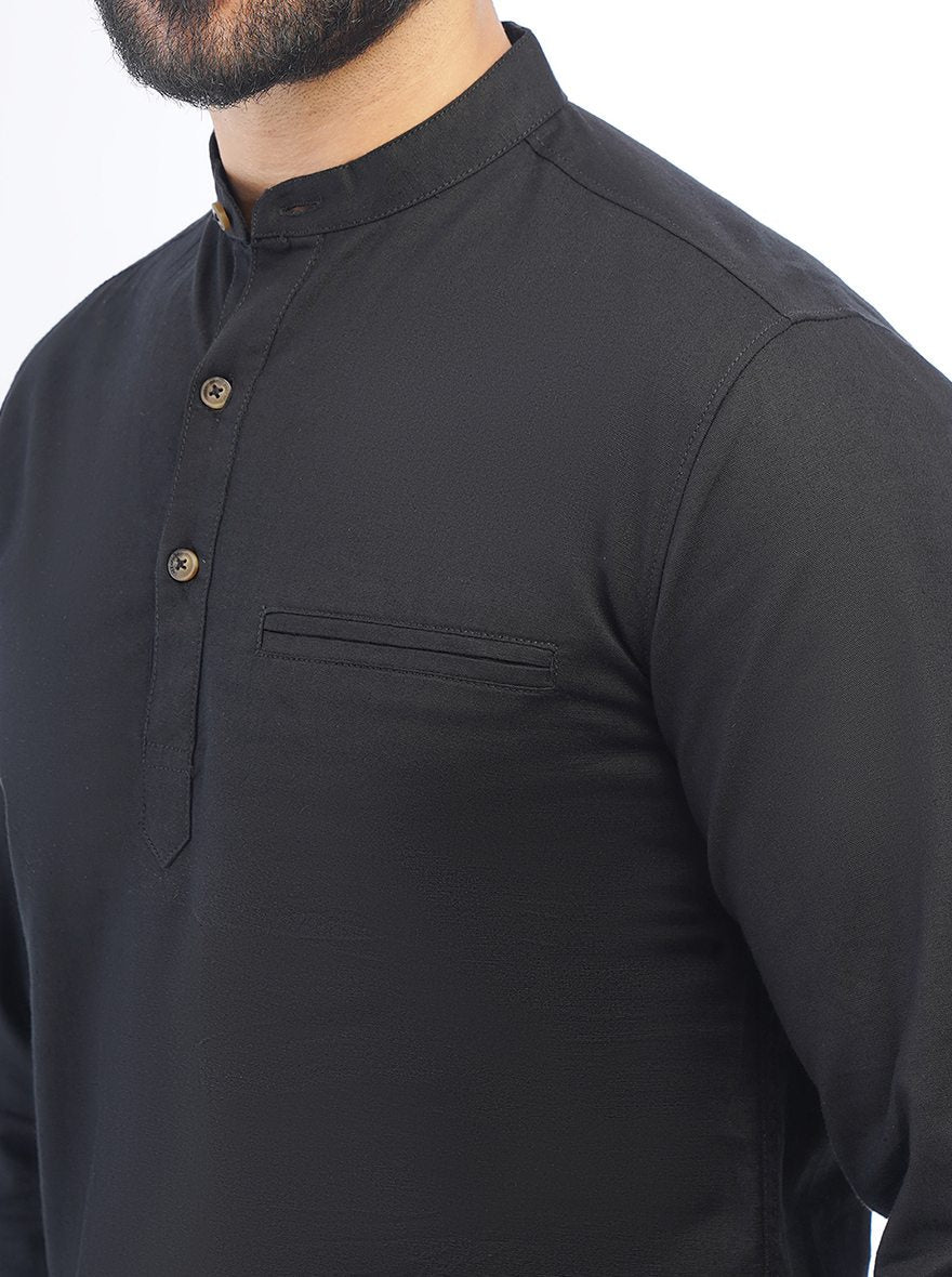 Black Solid Slim Fit Casual Shirt | Greenfibre