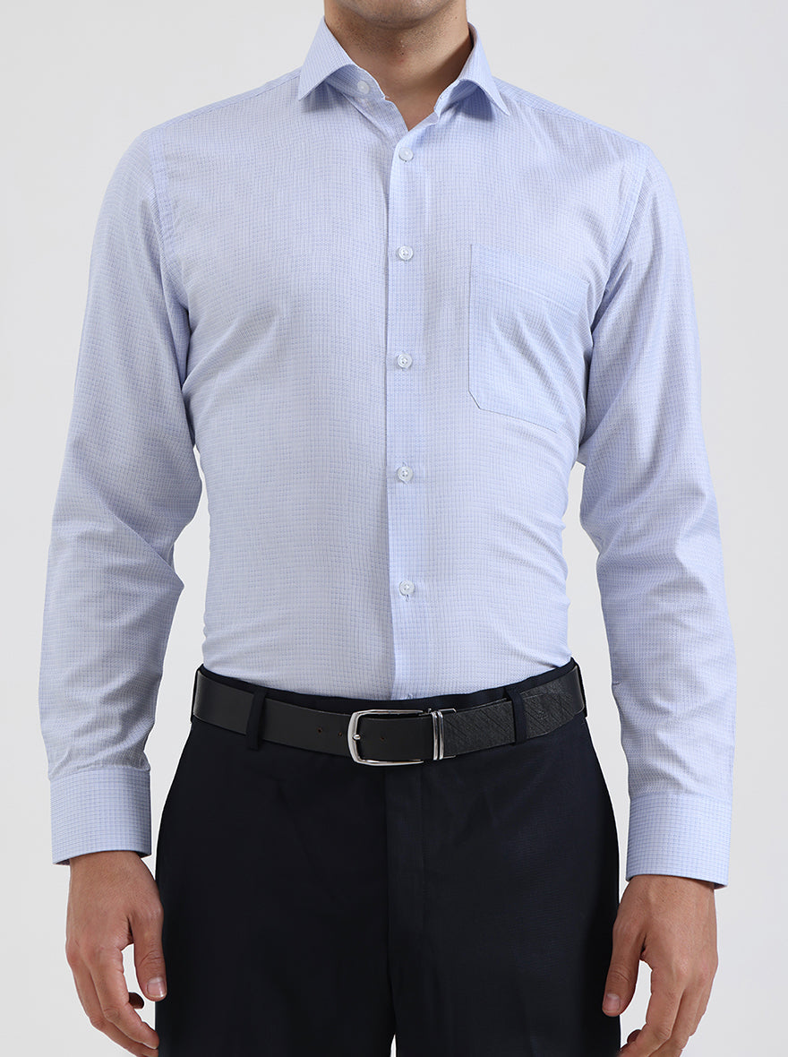 Sky Blue Solid Slim Fit Formal Shirt | Greenfibre
