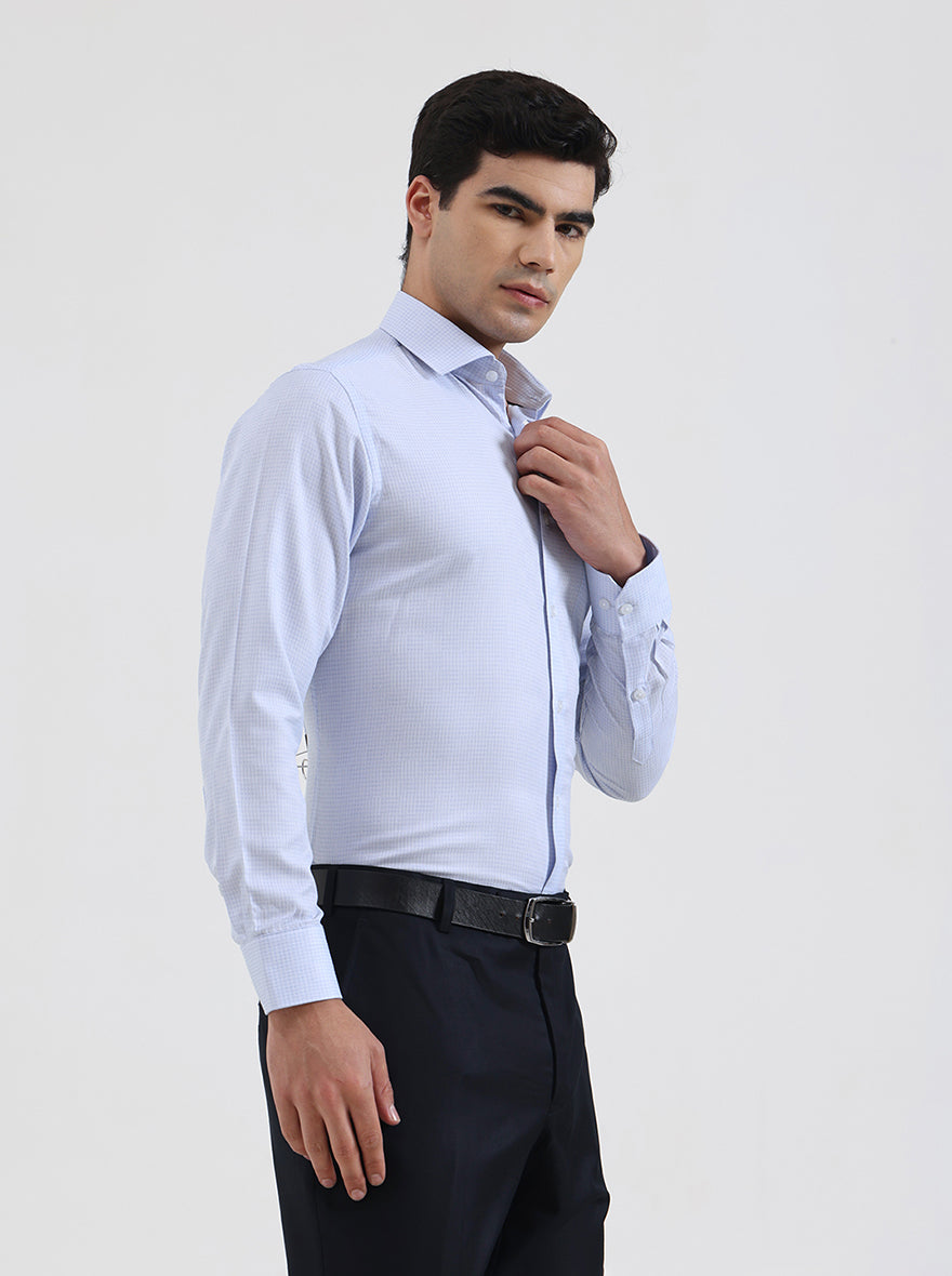 Sky Blue Solid Slim Fit Formal Shirt | Greenfibre