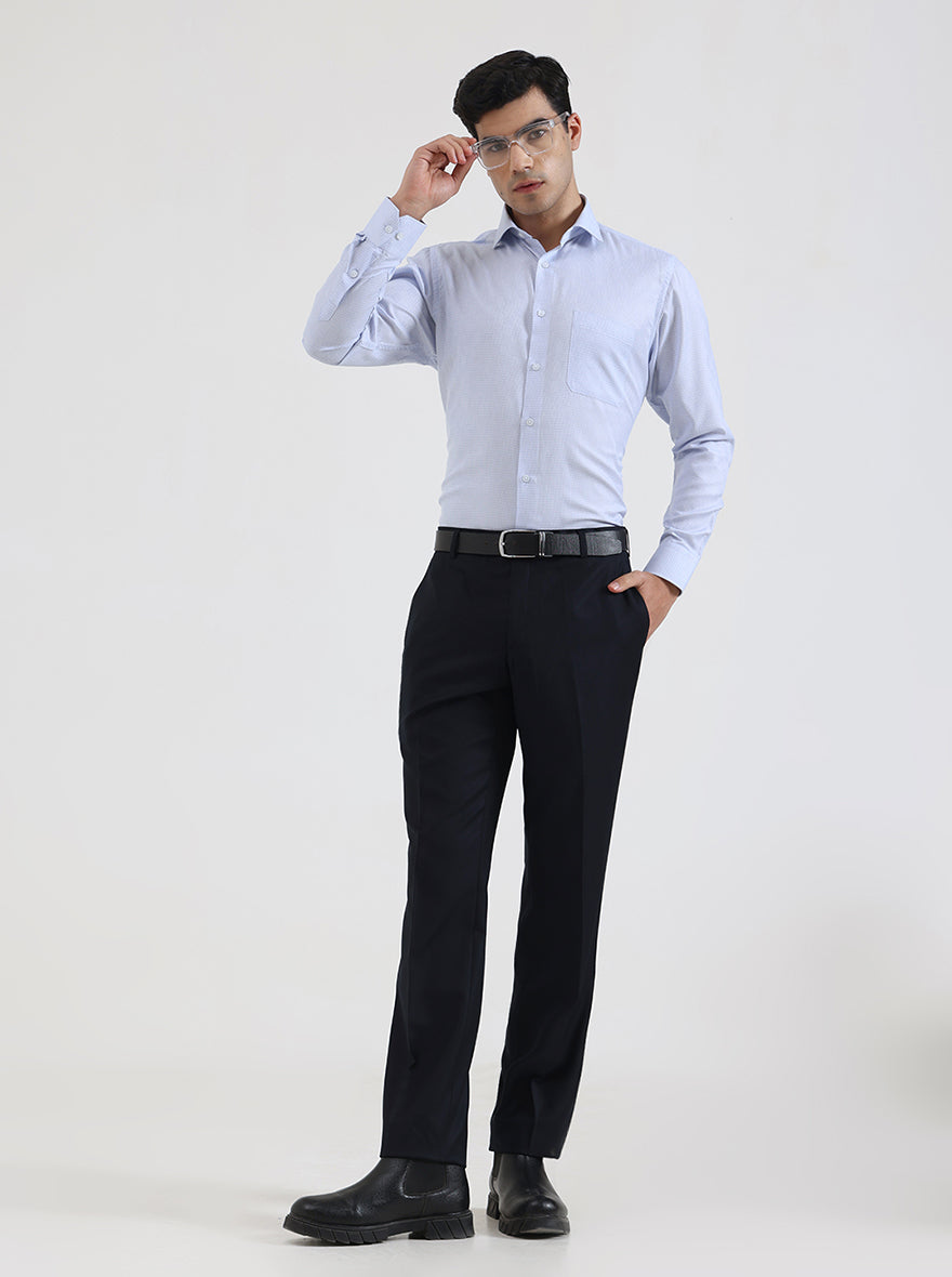 Sky Blue Solid Slim Fit Formal Shirt | Greenfibre