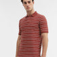 Rust & White Striped Slim Fit Polo T-Shirt | Greenfibre