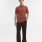 Rust & White Striped Slim Fit Polo T-Shirt | Greenfibre