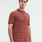 Rust & White Striped Slim Fit Polo T-Shirt | Greenfibre