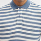 Sky Blue & White Striped Slim Fit Polo T-Shirt | Greenfibre