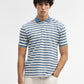 Sky Blue & White Striped Slim Fit Polo T-Shirt | Greenfibre