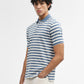 Sky Blue & White Striped Slim Fit Polo T-Shirt | Greenfibre