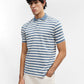Sky Blue & White Striped Slim Fit Polo T-Shirt | Greenfibre