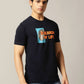 Navy Blue Printed Slim Fit T-Shirt | JadeBlue