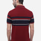 Red & Wine Striped Slim Fit Polo T-Shirt | Greenfibre