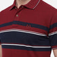 Red & Wine Striped Slim Fit Polo T-Shirt | Greenfibre