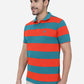 Orange & Blue Striped Slim Fit Polo T-Shirt | Greenfibre