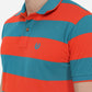 Orange & Blue Striped Slim Fit Polo T-Shirt | Greenfibre