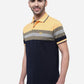 Yellow & Grey Striped Slim Fit Polo T-Shirt | Greenfibre