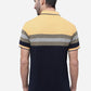 Yellow & Grey Striped Slim Fit Polo T-Shirt | Greenfibre