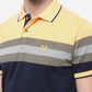 Yellow & Grey Striped Slim Fit Polo T-Shirt | Greenfibre