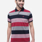 Purple & Navy Striped Slim Fit Polo T-Shirt | Greenfibre