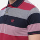 Purple & Navy Striped Slim Fit Polo T-Shirt | Greenfibre