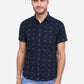 Indigo Blue Printed Slim Fit Casual Shirt | Greenfibre