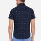 Indigo Blue Printed Slim Fit Casual Shirt | Greenfibre