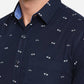 Indigo Blue Printed Slim Fit Casual Shirt | Greenfibre