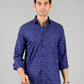 Indigo Blue Printed Slim Fit Casual Shirt | Greenfibre