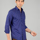 Indigo Blue Printed Slim Fit Casual Shirt | Greenfibre