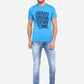 Aster Blue Printed Slim Fit T-Shirt | Greenfibre