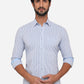 Light Blue Striped Slim Fit Semi Casual Shirt | Greenfibre