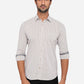 White & Brown Striped Slim Fit Semi Casual Shirt | Greenfibre