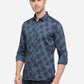 Legion Blue Printed Slim Fit Casual Shirt | Greenfibre