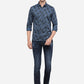 Legion Blue Printed Slim Fit Casual Shirt | Greenfibre