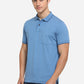 Azure Blue Solid Slim Fit Polo T-Shirt | Greenfibre